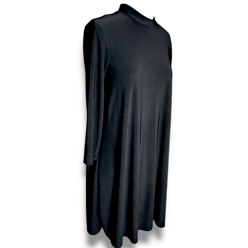 Annalee + Hope Black Long-Sleeve Mock Neck Swing Dress Womens Medium